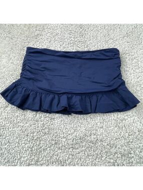 Beach House Swim Skirted Bottom Ruffled Hem Navy Blue Womens 12